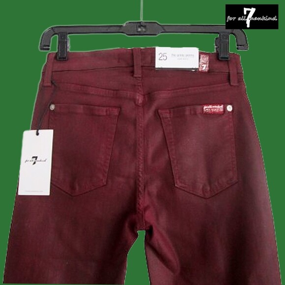 7 For All Mankind NEW Glam Rock  BORDEAUX Coated Super Skinny Jean 25 - Picture 10 of 12